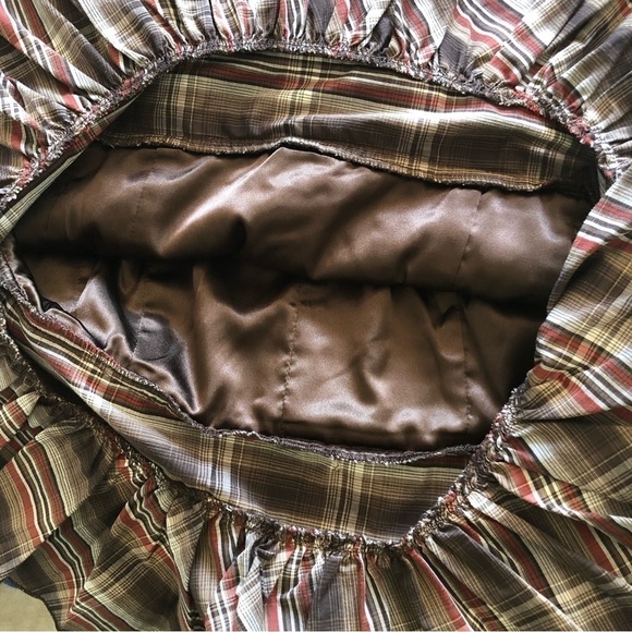 Brown Plaid Western Skirt Size 4 Cowgirl Ruffle hem lined skirt - Picture 6 of 12